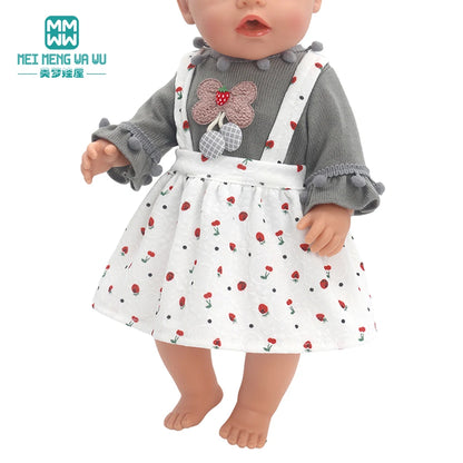 Fits 17-18inch American Doll and New Born Doll Clothes Fashion Dresses, Hooded Jumpsuit, Cardigan Strap Skirts Toys Gifts