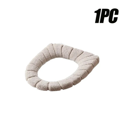 Soft and Warm Toilet Seat Cover Washable Bathroom Toilet Pad Cushion With Handle Thicker Soft Mat Knitting Warmer Closestool Mat