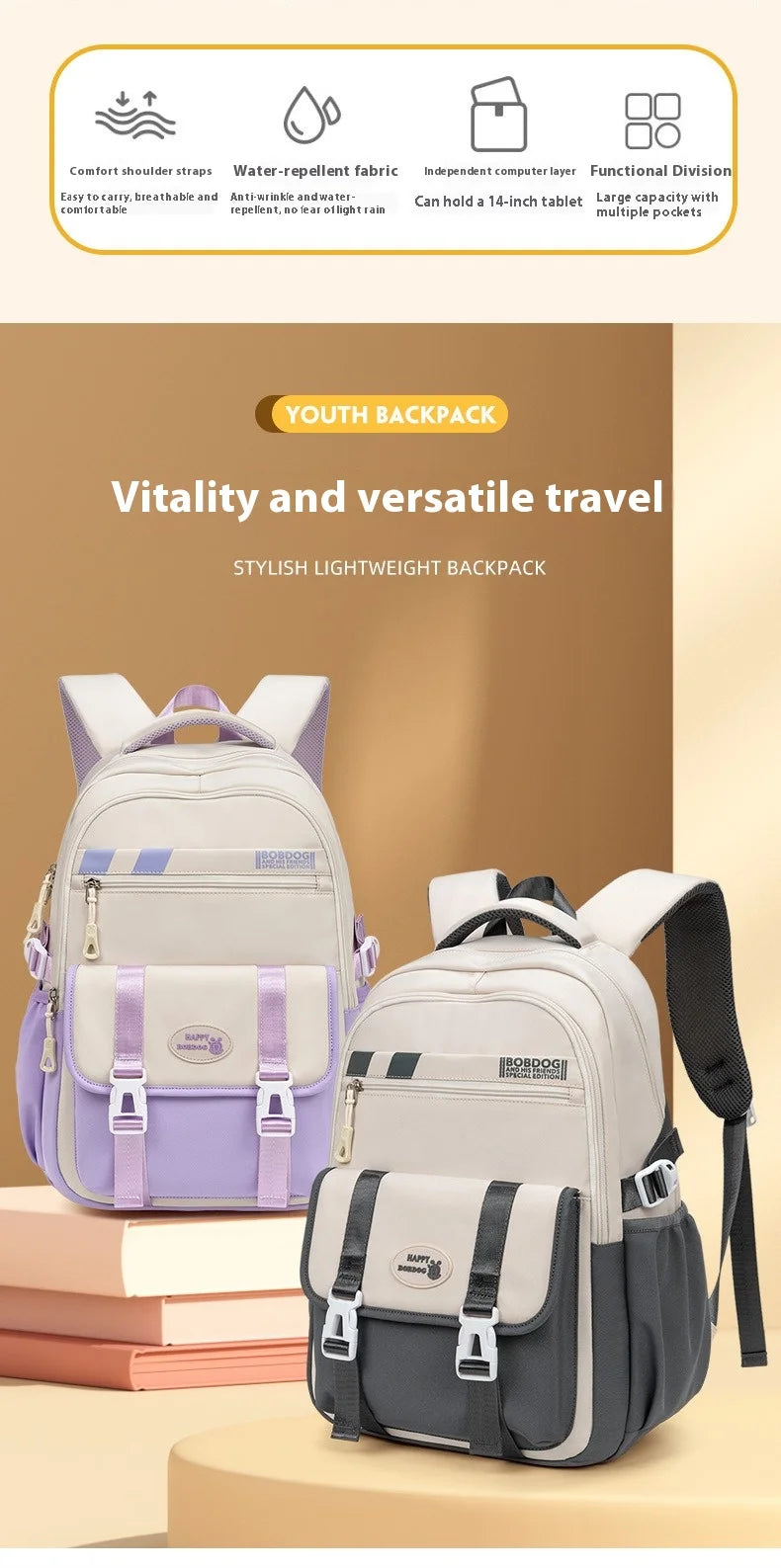 New School Bag with High Appearance Level Junior High School Backpack Large Capacity Primary School Backpack Ins Wind