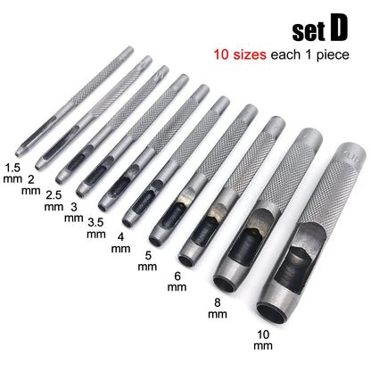 4/6/10pcs Mix Size Round Hole Punch Hollow Cutter Set Lot for Gasket Rubber Leather Craft Belt Bag Clothing High Hardness Steel