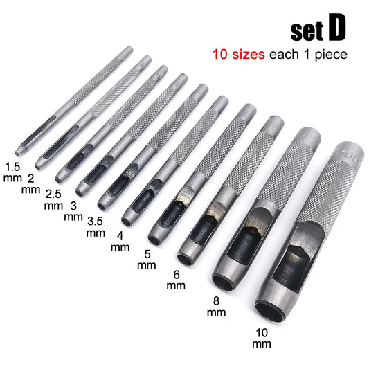 4/6/10pcs Mix Size Round Hole Punch Hollow Cutter Set Lot for Gasket Rubber Leather Craft Belt Bag Clothing High Hardness Steel