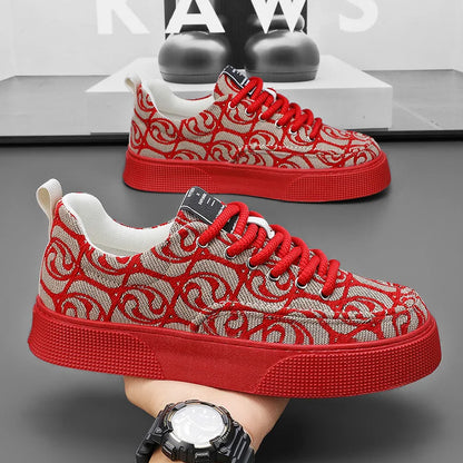 Summer breathable canvas men's shoes versatile mesh thick sole casual board shoes flat bottom comfortable outdoor walking shoes