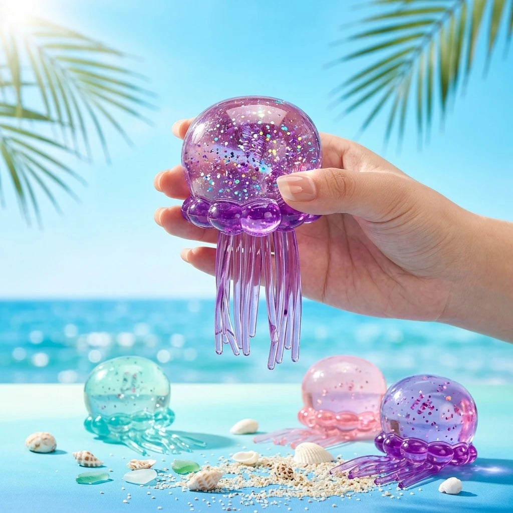 3 Colors Jellyfish Squishy Toy Set Soft Silicone Anti-Stress Squeeze Toy Cute Ocean Animal Fidget Toy for Party Favors Slow