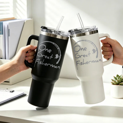 1200ML Stainless Steel Thermos Cup with Straw & Handle Ice Coffee Drink Vacuum Insulated Cup Car Travel Gym Outdoor Water Bottle