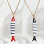 Cute Colorful Enamel Fish Pendant Necklaces For Women Girls Lovely Stainless Steel Gold Color Summer Waterproof Beach Jewelry