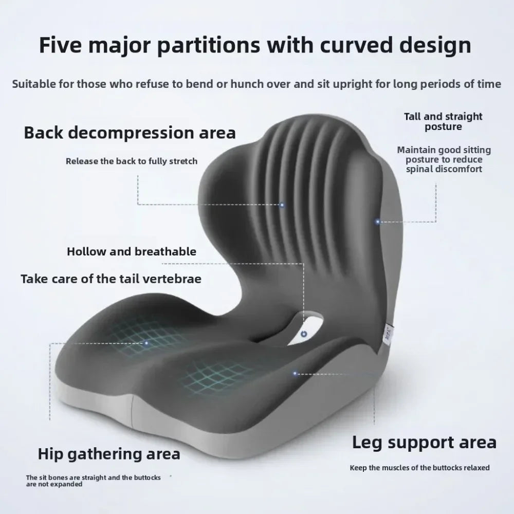 Ergonomic Memory Foam Seat Cushion Lumbar Support Pad Relieve Tailbone Sciatica Pain For Office Chair Car Seat Daily Use