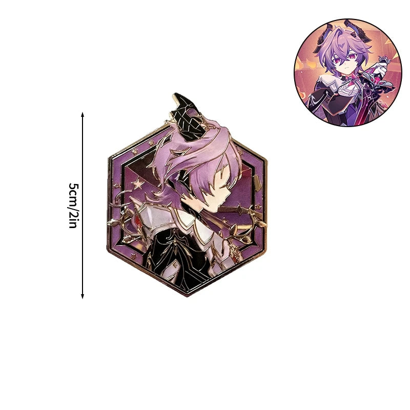 Genshin Impact Hard Enamel Pin Columbina Flins Odette Anastasya Badges Lapel Pin Cartoon Anime Brooches Backpack Decoration