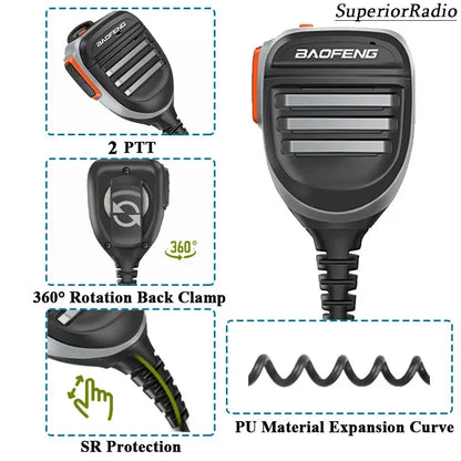 Baofeng Microphone UV-68 Pro Max V2 Walkie Talkie Waterproof PTT Speaker Mic for UV-9R Pro UV S22 UV-98 BF 9700 GT 3WP Ham Radio