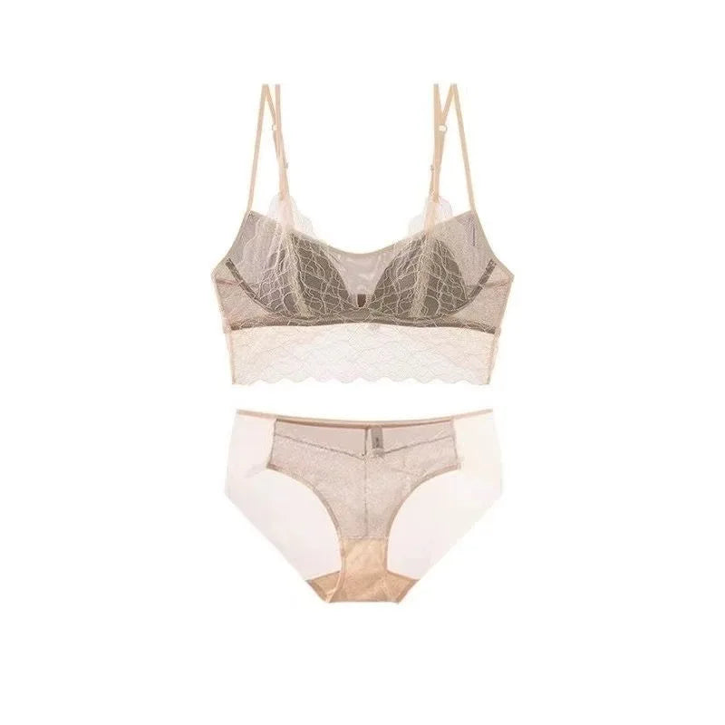 Sexy Lace Bralette No Underwire | French Triangle Cup Bra | Summer Thin Breathable for Women | Slimming Strappy Back Lingerie