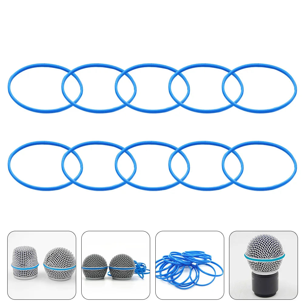 10pcs Microphone Grille Ring Rubber Suitable For Beta58a/87a Microphone Mesh Head Blue Rubber Microphone Ring Mesh Cover Ribbon