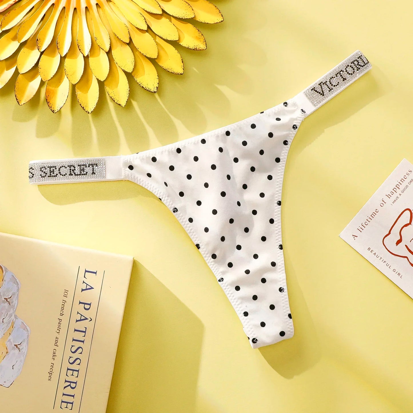 VS Underwear Thong Hipster Seamless Women Polka Dot Lace Bikini Cheeky Panties Set Victoria Secret Breathable Cotton Hipster