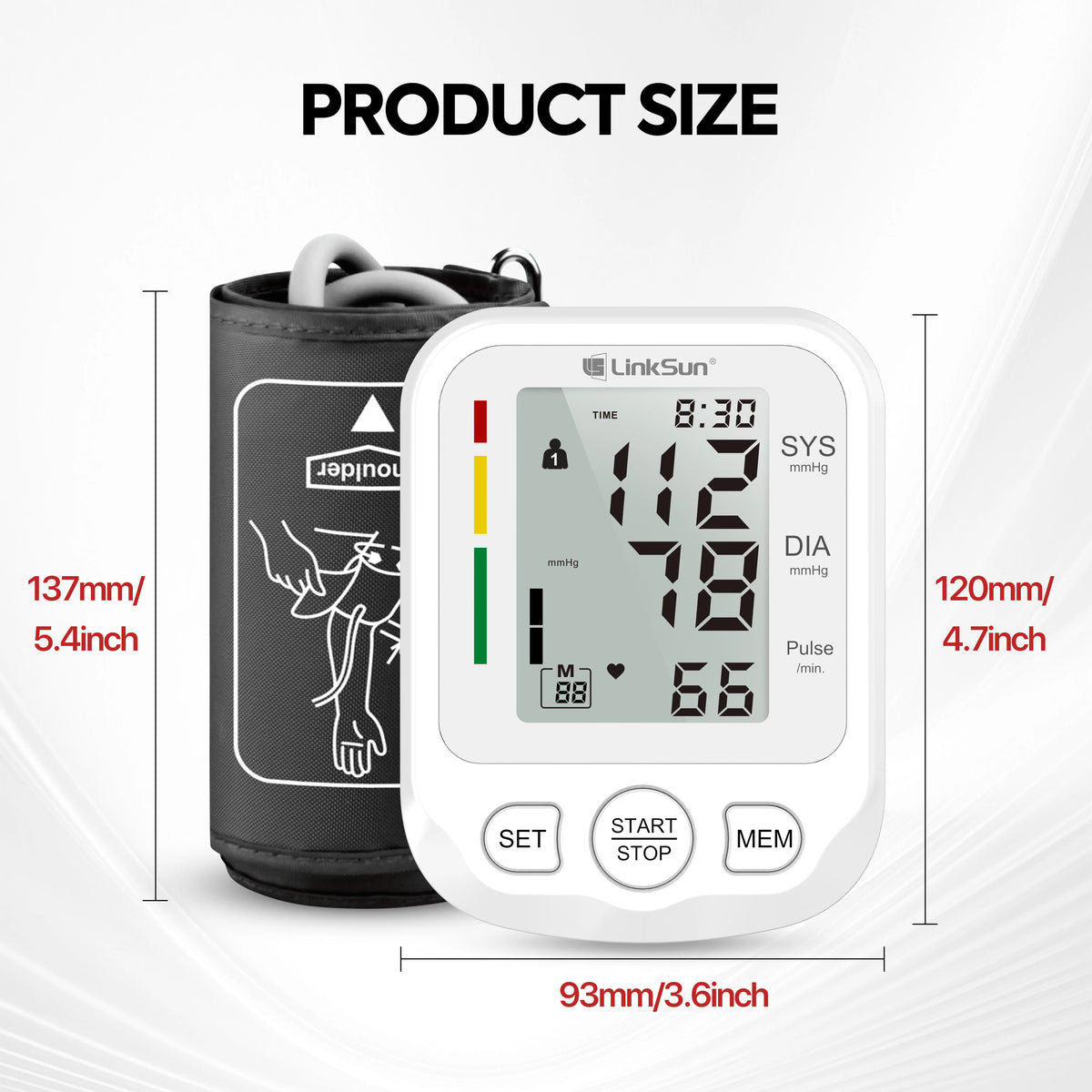 LinkSun Blood Pressure Monitor 2005 Tensiometer Upper Arm Automatic Digital BP Measuring Device Blood Pressure Guage Kit 2005-1