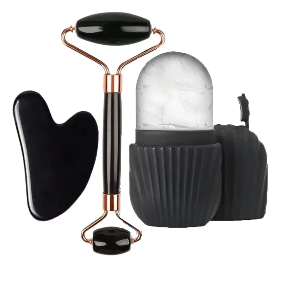 3Pcs Ice Face Roller Gua Sha Board Facial Face Massager Kit Massage Roller  Face Lifting Contouring Tools Beauty Skin Care Tools