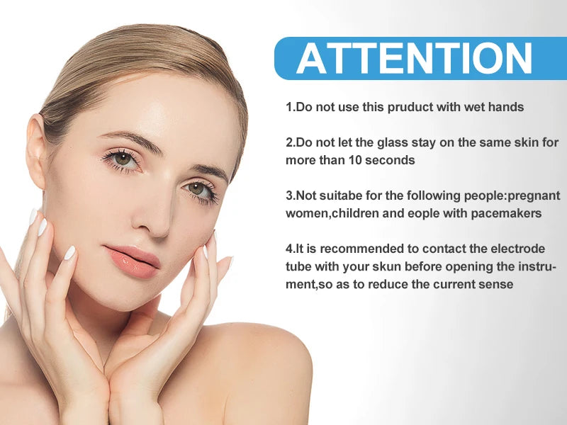 Replace HF Wand Spiral Electrode Glass Tube Argon Violet Ray Neon Acne Skin Care Face Body Massage