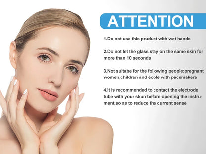 Replace HF Wand Spiral Electrode Glass Tube Argon Violet Ray Neon Acne Skin Care Face Body Massage