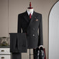 High-quality Groom Wedding Suit, Fashionable and Stylish Dress, Men's Business Double-Breasted Suit Set, Men's Three-Piece Set
