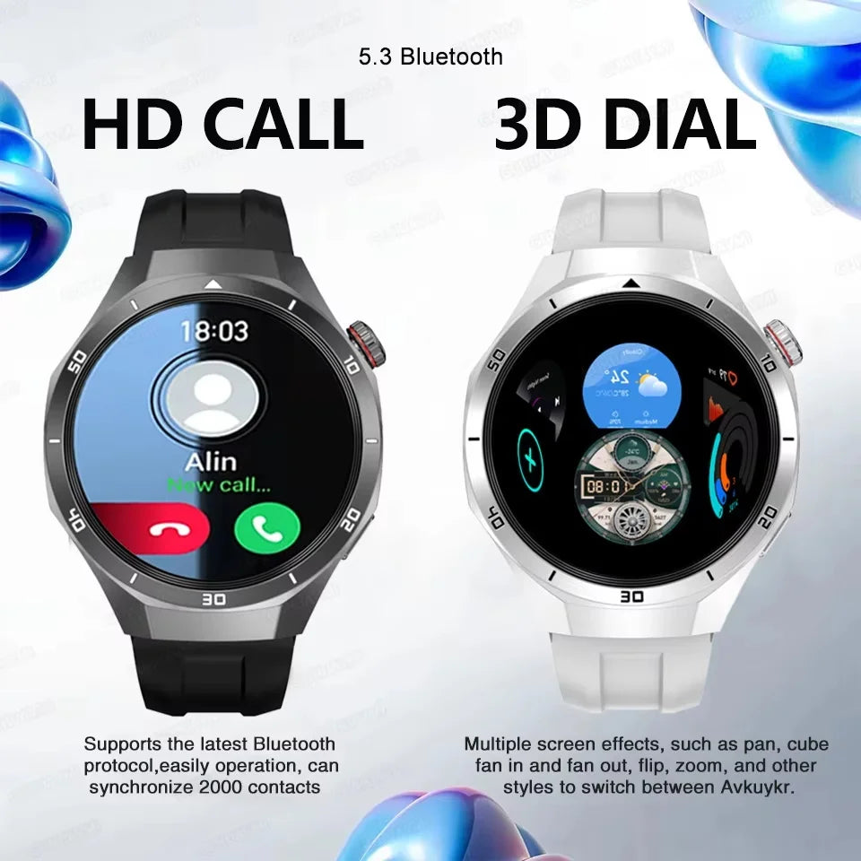 2025 NEW Fashion Men 32GB Big Memory SmartWatch APP Download TWS 3D Menu GPS Navigation Video Play Motion HD Call Watch GUHUAVMI