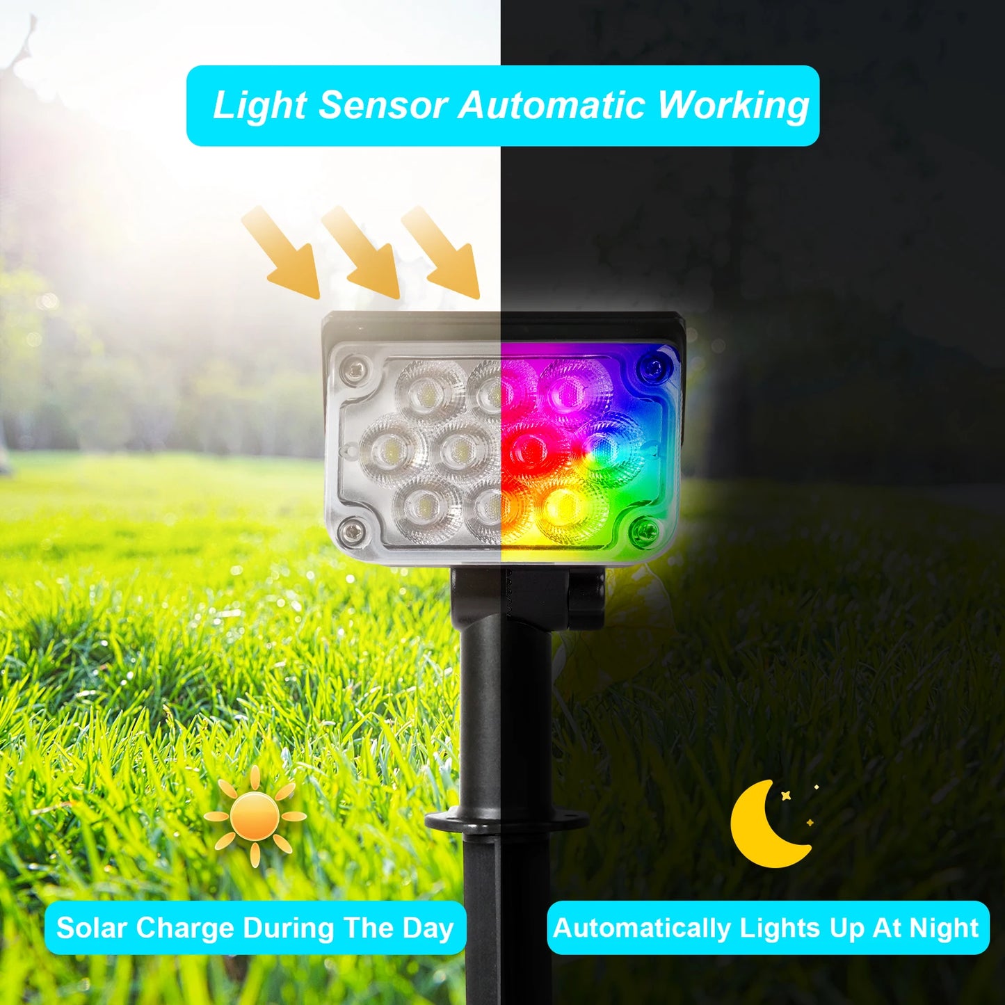 1/2/4PCS Solar Power Light Adjustable Light Temperature Solar Garden Light outdoor IP65 Solar Lamp Super Bright Solar Spotlight