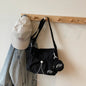 Chic Nylon Crossbody Bag Casual Drawstring Messenger Bag with Detachable Pouch, Adjustable Strap Shoulder Purse for Daily Travel