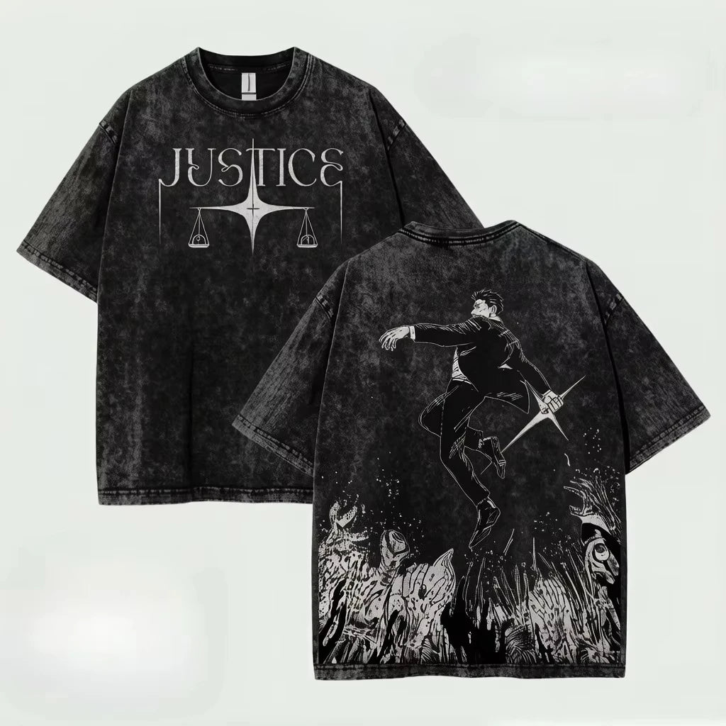 Hiromi Higuruma Jujutsu Kaisen T Shirt Anime Washed Oversized T-shirt for Men's Clothing Summer Short Sleeve Cotton Tees Tops