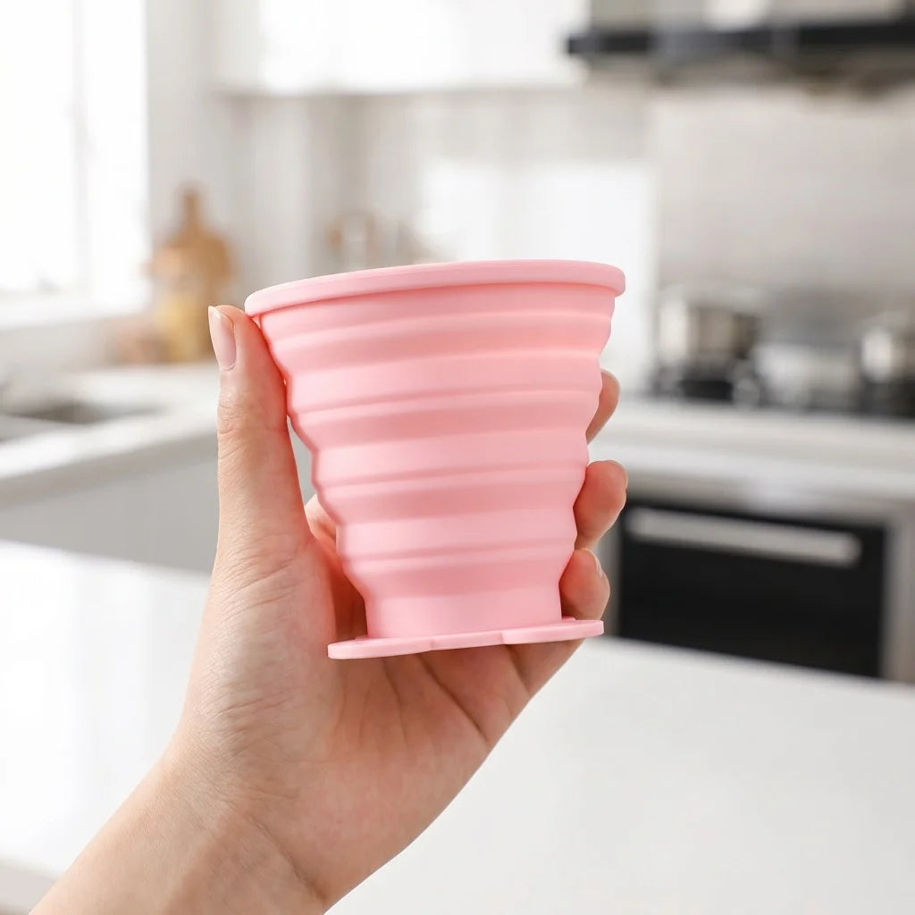 270ML Portable Silicone Folding Water Cup Outdoor Heat Resistant Foldable Mug With Lid Collapsible Travel Drinking Cups