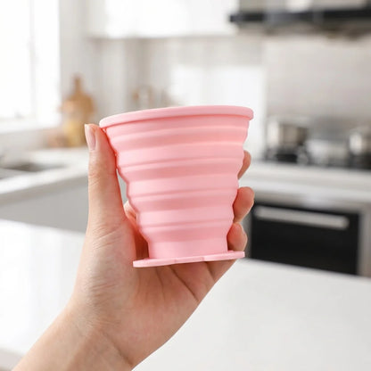 270ML Portable Silicone Folding Water Cup Outdoor Heat Resistant Foldable Mug With Lid Collapsible Travel Drinking Cups