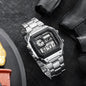 YIKAZE Luxury Men's Business Watch Stainless Steel Strap Men Digital Watch Luminous Multifunction Sports Electronic Wristwatch