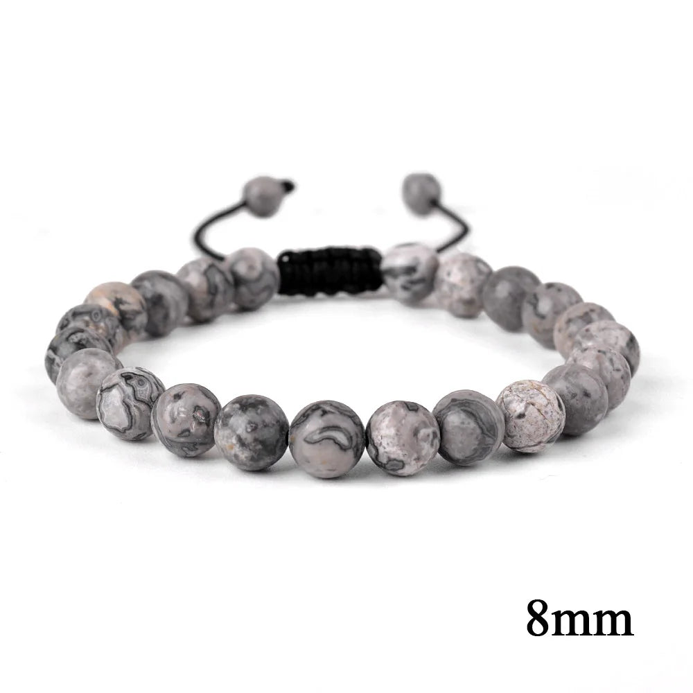 6mm 8mm 10mm Natural Stone Bracelet, Tiger Eye Agate Lava Bead Unisex Adjustable Handwoven Boho Jewelry Gift for Men Women