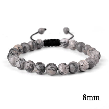 6mm 8mm 10mm Natural Stone Bracelet, Tiger Eye Agate Lava Bead Unisex Adjustable Handwoven Boho Jewelry Gift for Men Women
