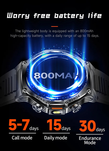 LIGE Nowy Smartwatch Męski 800 mAh Ultra Długa Żywotność Baterii Wodoodporny Zegarek Sportowy Outdoor Połączenia Bluetooth Wojskowy Smartwatch 2025