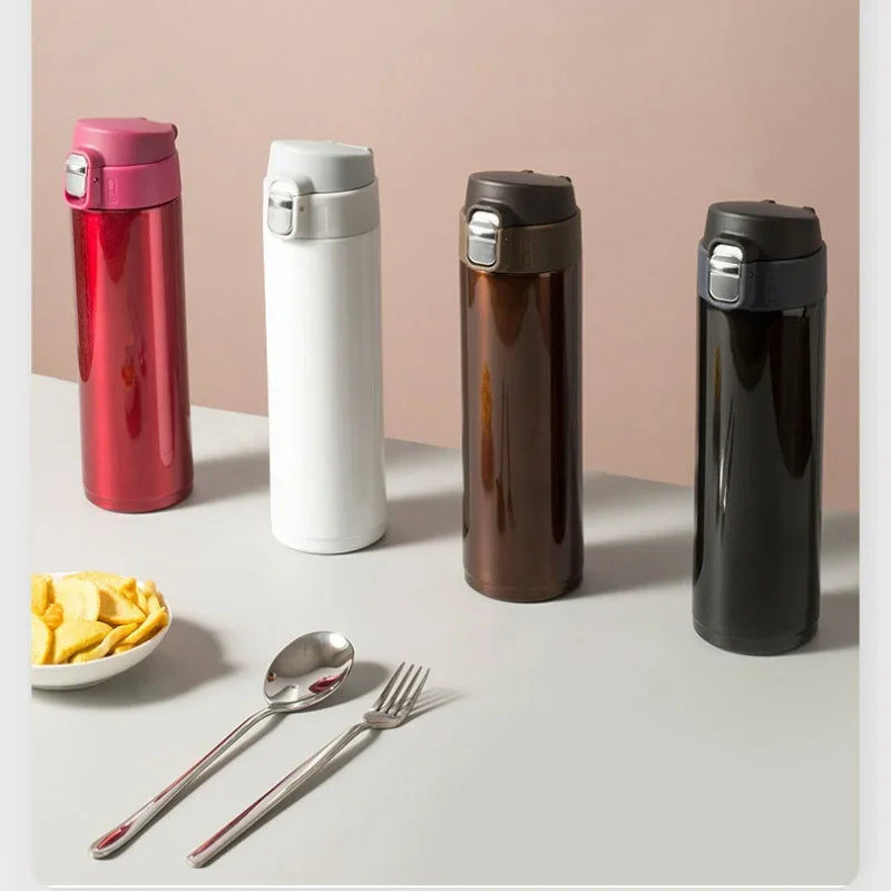 Creative Bullet Lid Thermos Cup, Simple Solid Color Direct Drinking Water Bottle, Durable Practical for Students School Use