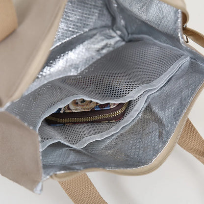 Solid Color Lunch Bag, Tote Bag with Foil Inner Zipper Closure Large Capacity Portable, Work, School, Utility Bag with Meals