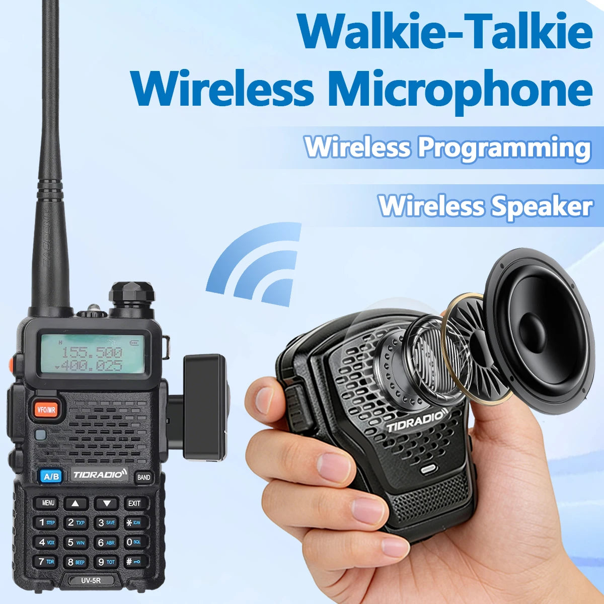 TIDRADIO Q2L Walkie Talkie Wireless Handheld Speaker Mic AI Noise Reduction Wireless Microphone Support Zello Odmastr Program