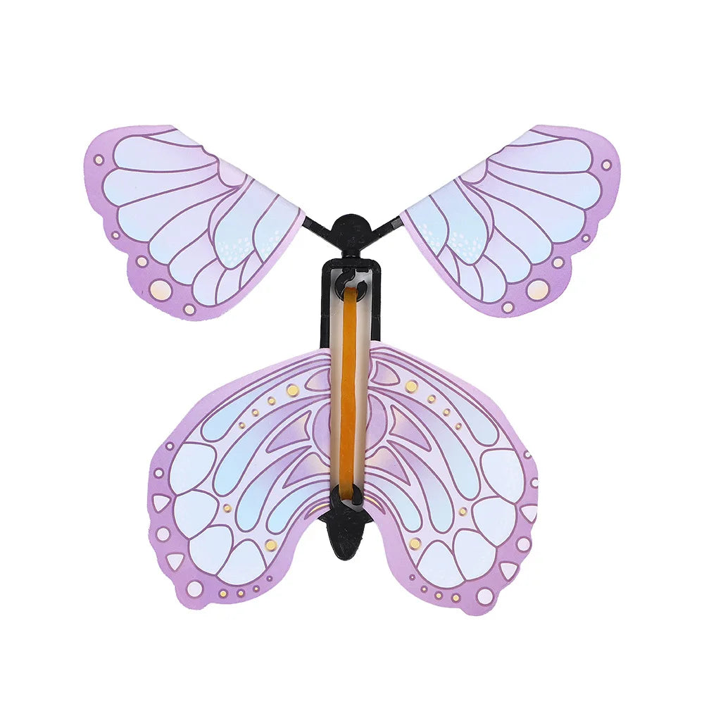 12PCS Magic Flying Butterflies Wind Up Toy Bookmark Greeting Rubber Band Powered Magic Prop,Surprise Gift Wedding,Birthday,Party