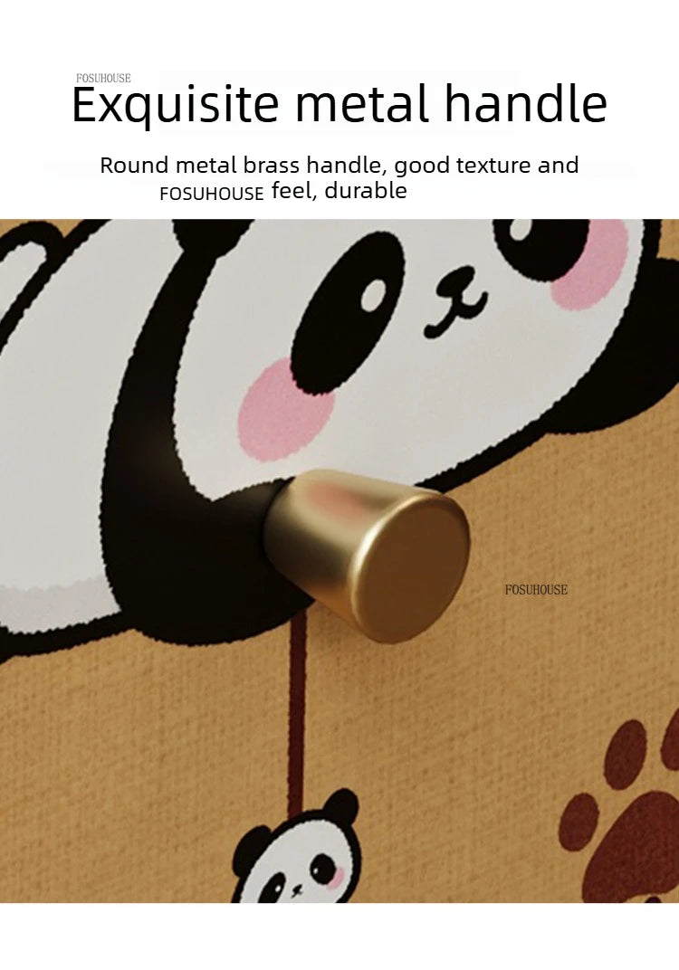 Cartoon Panda Solid Wood Children's Nightstands for Home Child's Bedside Tables Narrow Storage Cabinets for Children Furnitures