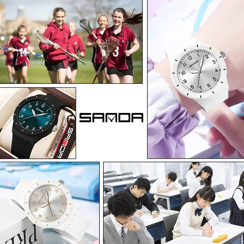 SANDA New Fashion Man Sports Watches Unisex Quartz Watch Simple Waterproof 50M Night Light Men Woman Student Gift Silicone Watch