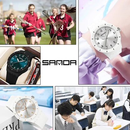 SANDA New Fashion Man Sports Watches Unisex Quartz Watch Simple Waterproof 50M Night Light Men Woman Student Gift Silicone Watch
