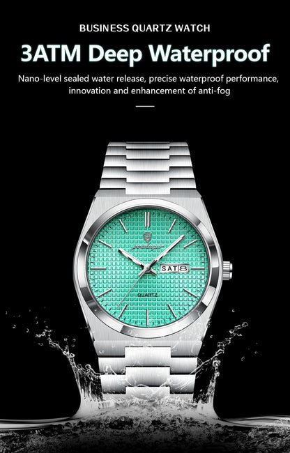 POEDAGAR Trendy Casual Man Watch Luminous Waterproof Stainless Steel Classic Men Wristwatch Date Week Men's Quartz Watches Reloj