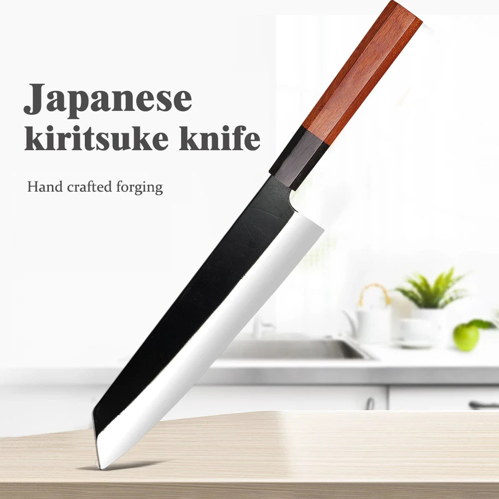 Japanese Kiritsuke Knife with Octagon Handle,  8" Gyuto Kitchen Chef Knives, Sharp Blade Salmon Tool, New Gift