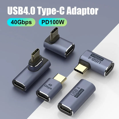 Złącze ładowarki USB 4.0 PD 100W 8K 60Hz do Macbooka 40Gbps Szybki adapter USB-C OTG U-kształtny prosty kąt męski na żeński