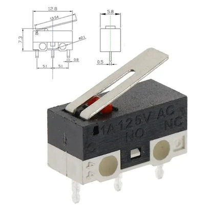 20/100/1000Pcs 3Pin Micro Limit Switch SPDT Momentary Push Button Switch 1A/125V Mouse Switch with Handle Roller