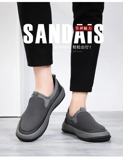Mens Slip-On Breathable Mesh Casual Shoes Lightweight Soft Sole Versatile Loafers Walking Driving Summer Work Trendy Flat Shoes