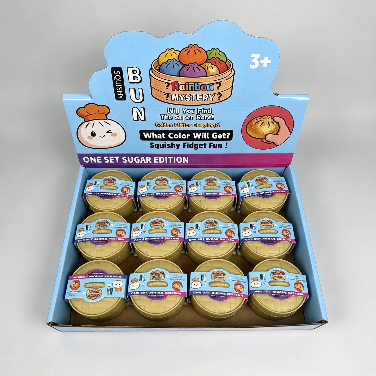 New 1-6pcs Blind Box Colorful Simulated Steamed Bun Squishy with Box Dumplings Sensory Squeeze Toy for Stress Relief