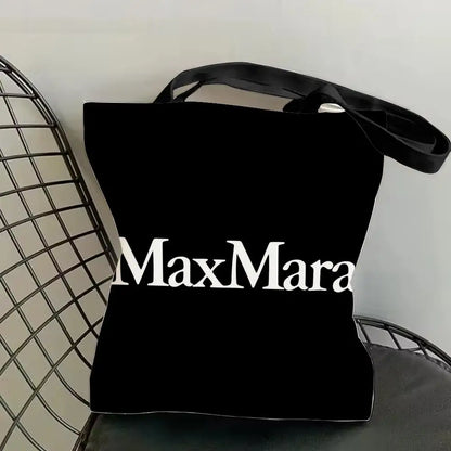 M-Max MaraS Brand Storage Bags Canvas Tote Bag Double-Sided Print Lightweight Shoulder Shopping Handbag for Daily Use