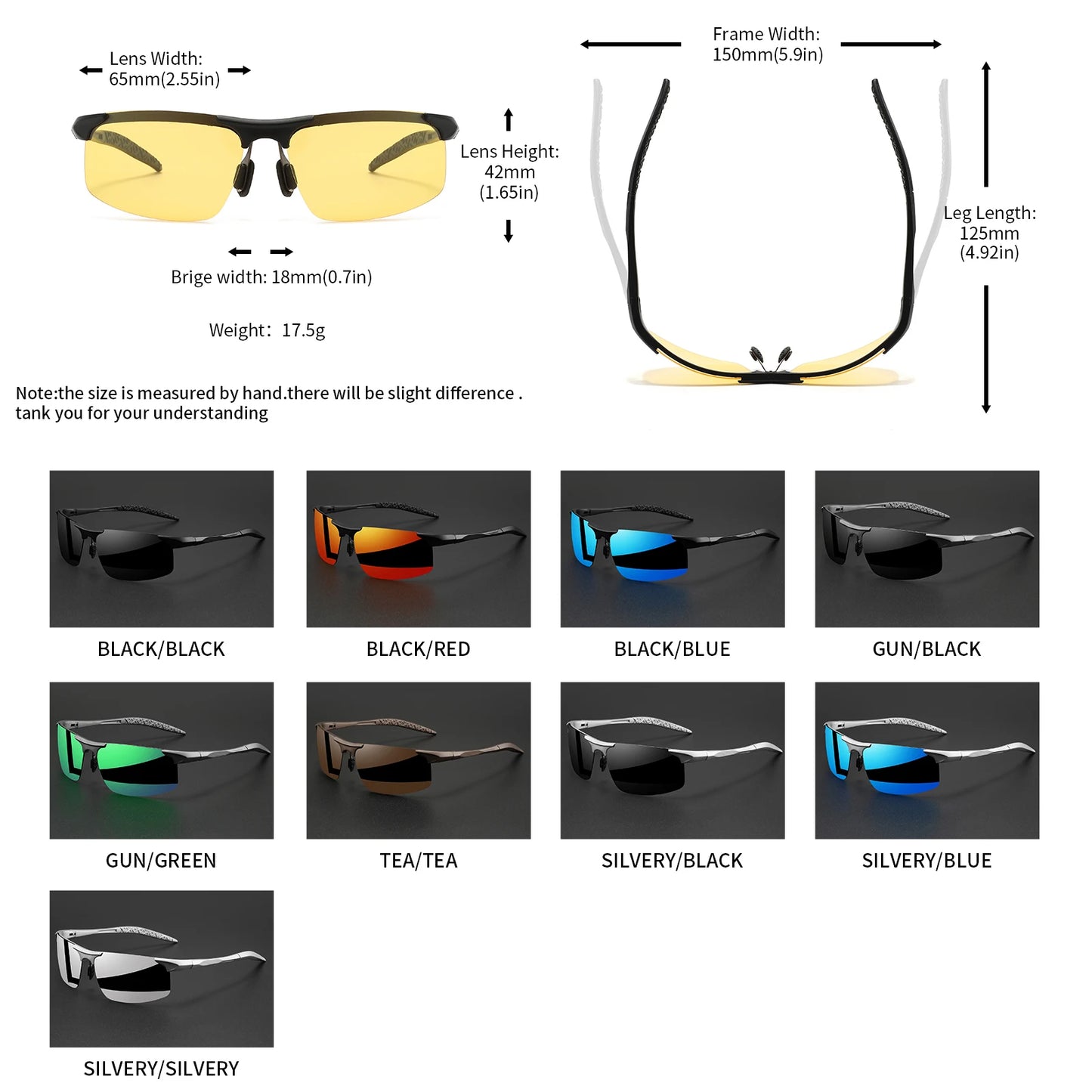 Classic Colorful Semi-Rimless Outdoor Polarized Sunglasses - Spring Hinge, UV400 for Driving, Fishing & Daily Use