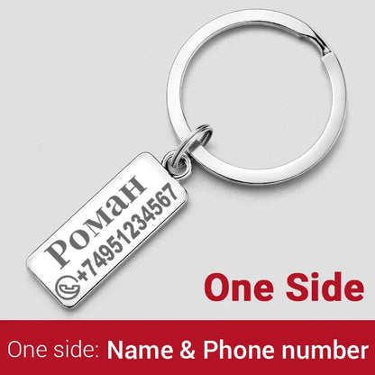 Customized Engraved Name Plate Number Keychain For Car Logo Personalized Anti-lost Keyring Key Chain Ring Best Gift P009C