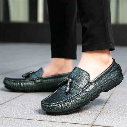 Men's Leather Tassel-Detailed Loafers, Men's Daily Casual Slip-On Footwear, Men's Reinforced Heel Slip-Proof Footwear Loafers