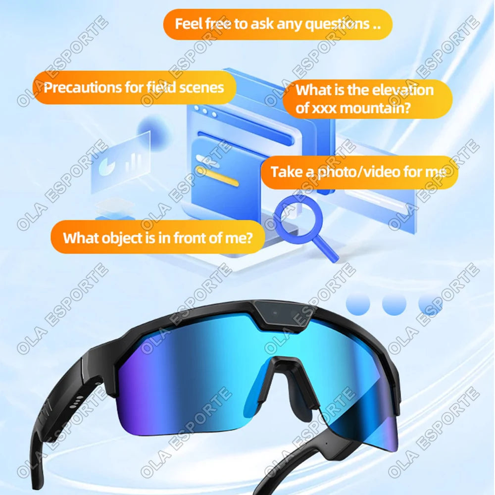 2026 New AI Smart Sports shooting&recording Glasses 800W Camera HD Anti-shake Bicycle Riding Shooting Artifact Windproof Goggle