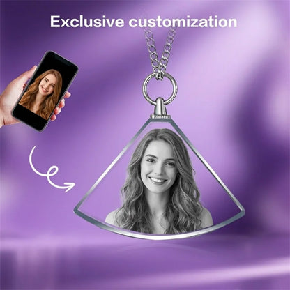 Customized 3D Crystal Photo, Personalized Gift Necklace Heart, Gift for Wife,Women, Men, Great Custom Gifts With Your Own Photo