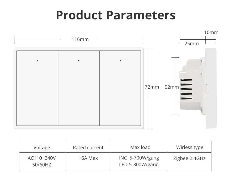 Zemismart Zigbee US Wall Light Switch Work with Tuya Samrt life APP No Neutral Interruptor Timer Alexa Google Home Voice Control